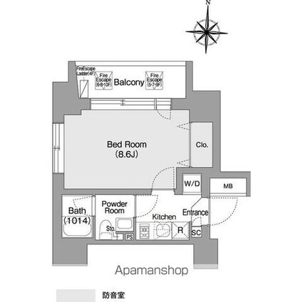 コンフォリア・リヴ森下ＭＵＴＩＯ[1K/25.11m2]の間取図