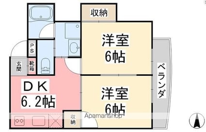 アップルリング[2DK/40.95m2]の間取図