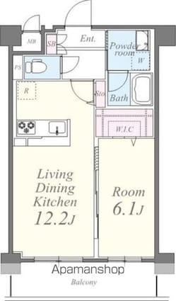 ライツ　石原[1LDK/43.37m2]の間取図