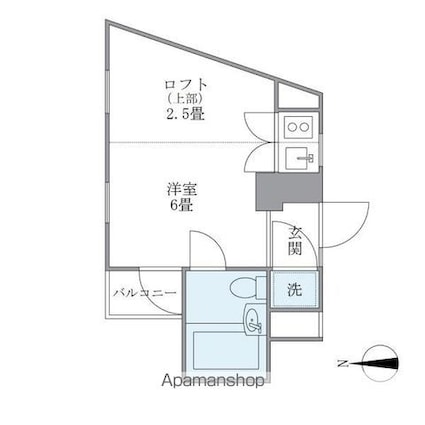 東京都中野区上高田２丁目[1R/16m2]の間取図