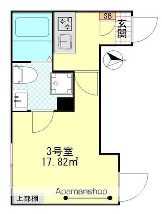 パーチェ堀切[1K/17.82m2]の間取図
