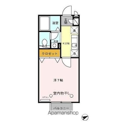 エルボヌール[1K/23.37m2]の間取図