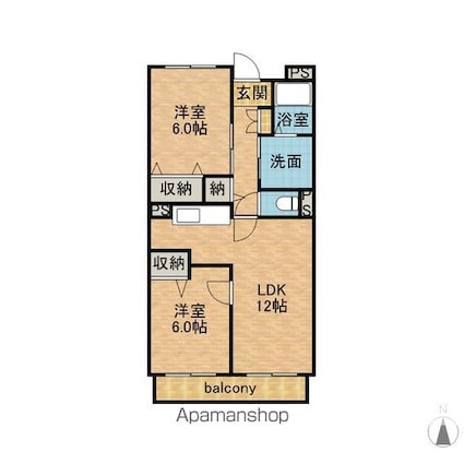 パルテールＡ[2LDK/55.08m2]の間取図