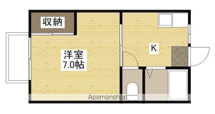 サンハイツタネモトＡ[1K/23.77m2]の間取図