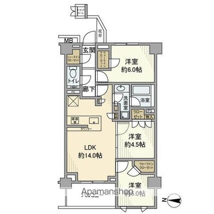 東京都江東区東陽７丁目[3LDK/66.57m2]の間取図