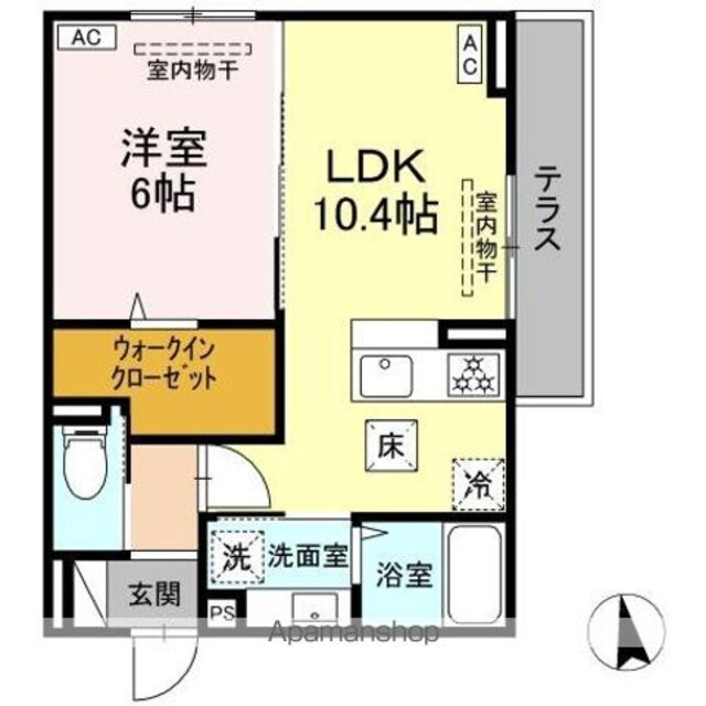 トリシア東口[1LDK/40.3m2]の間取図