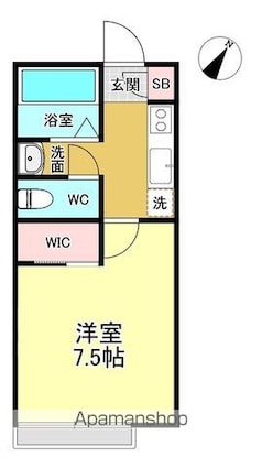 東京都八王子市中野上町３丁目[1K/24.3m2]の間取図