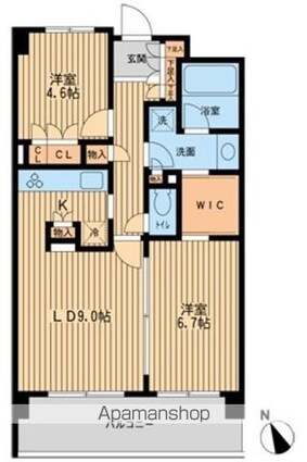 ＨＦ若林公園レジデンス[2LDK/58.11m2]の間取図