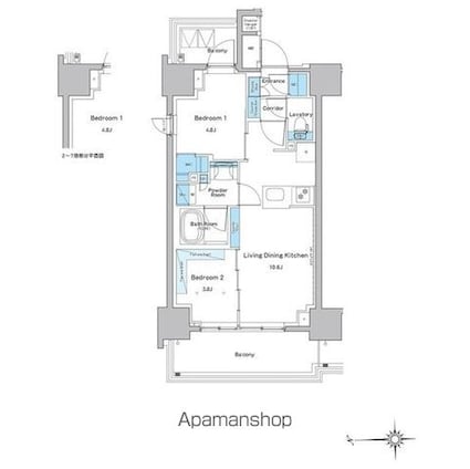 ルフォンプログレ門前仲町プレミア[2LDK/43.73m2]の間取図