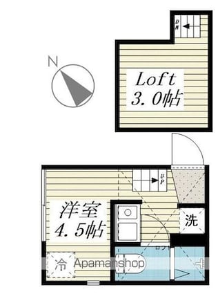 十六コート[1R/10.5m2]の間取図