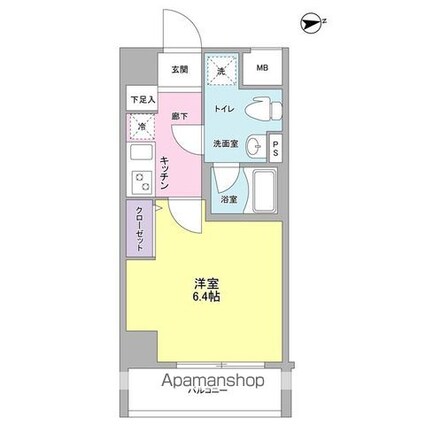 メインステージ白金高輪駅前[1K/22.67m2]の間取図