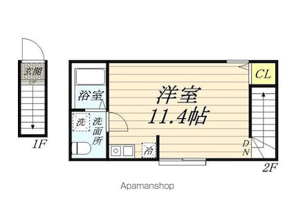 ＲＥＶＥ拝島[1R/29.46m2]の間取図