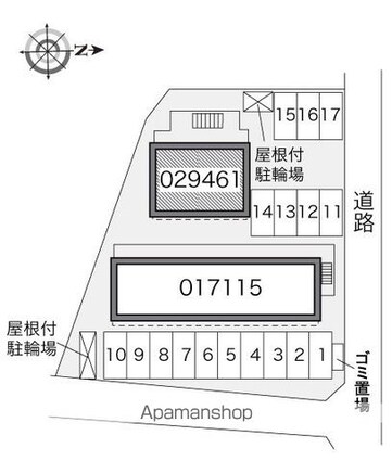 レオパレス八日市Ⅱ[1K/19.87m2]の配置図