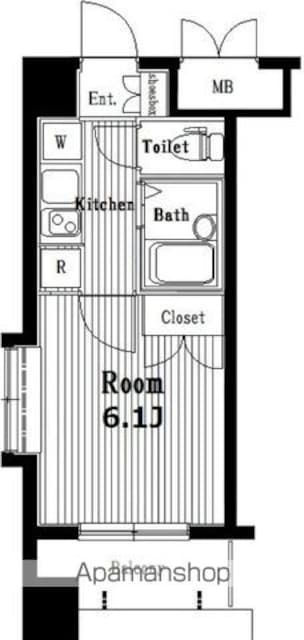 ガラ・シティ南麻布[1K/21.18m2]の間取図