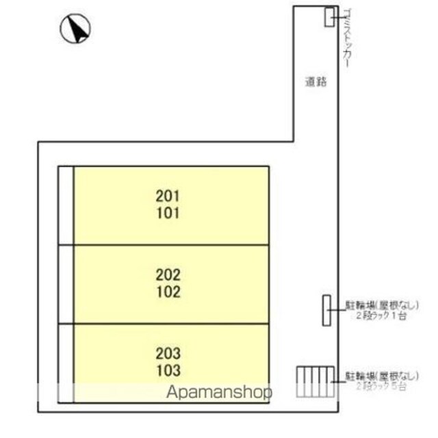 東京都中野区松が丘２丁目[3LDK/74.45m2]の配置図