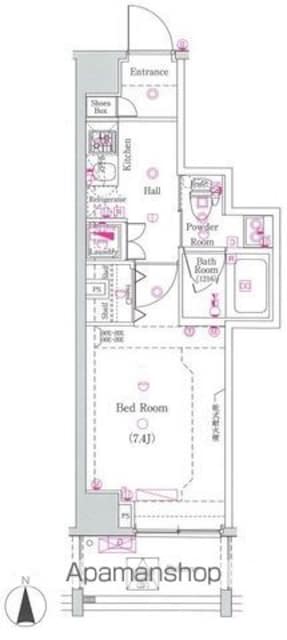 グラントゥルース中板橋[1K/25.4m2]の間取図