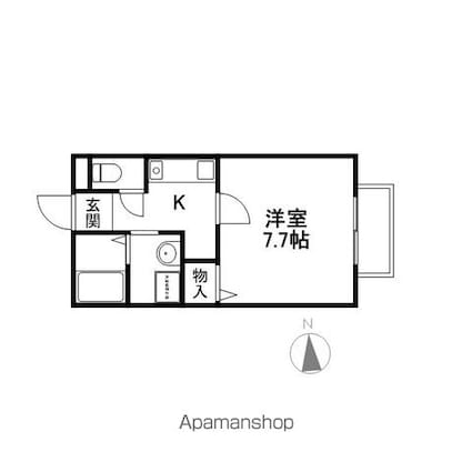 カツハイツ壱番館[1K/25.03m2]の間取図