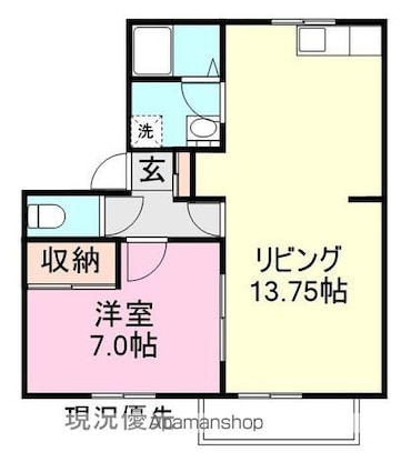 ブルーエンジェル[1LDK/44.71m2]の間取図