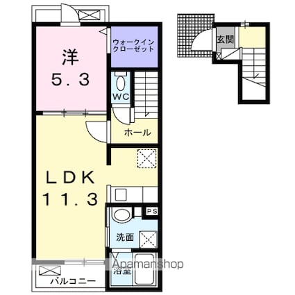 プラシードカーサⅩⅠ[1LDK/43.47m2]の間取図