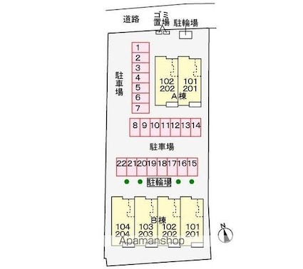 リバーヒルＢ[2LDK/55.42m2]の配置図