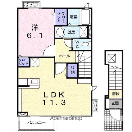 ブライトヒルズ[1LDK/46.09m2]の間取図