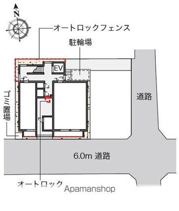 東京都中野区南台２丁目[1K/25.8m2]の配置図