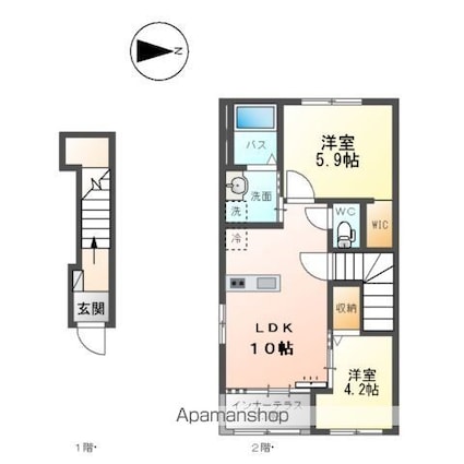 サルドゥ　レ　ユニオン[2LDK/53.55m2]の間取図