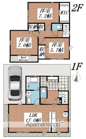 厚木市 2階建 築4年の間取り写真