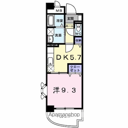 サンフォレスタ上道[1DK/36.75m2]の間取図