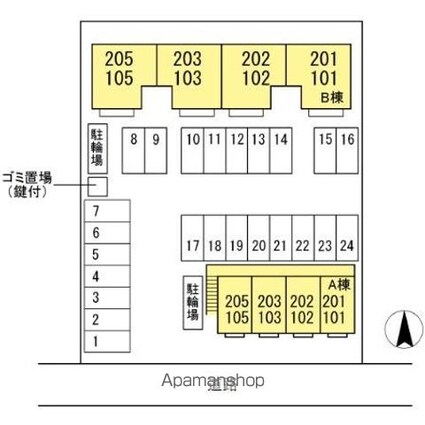 シーサイドハイツ松井　Ｂ棟[2DK/48.84m2]の配置図