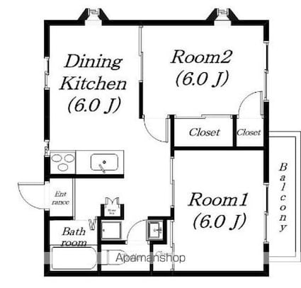 アイワハイツ[2DK/42.6m2]の間取図