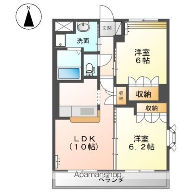サンライズ亀甲[2LDK/51.66m2]の間取図