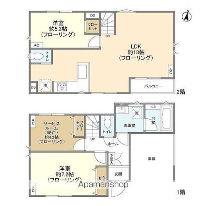 東京都杉並区阿佐谷北３丁目[2SLDK/76.7m2]の間取図