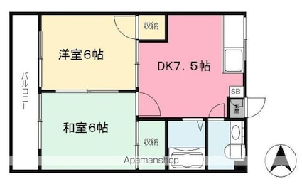 ＡＩＭＥＥ　ＶＩＢＥＲＴ（旧：第６６杉フラット）[2DK/38.88m2]の間取図