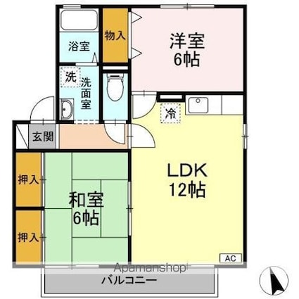 ハイツ大宮[2LDK/55.44m2]の間取図