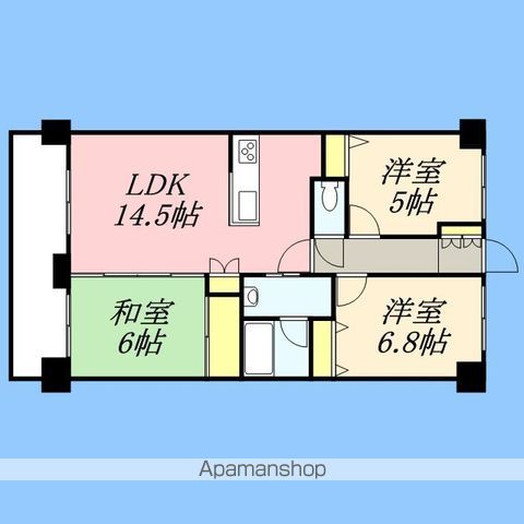 福岡市中央区赤坂のマンションの間取り