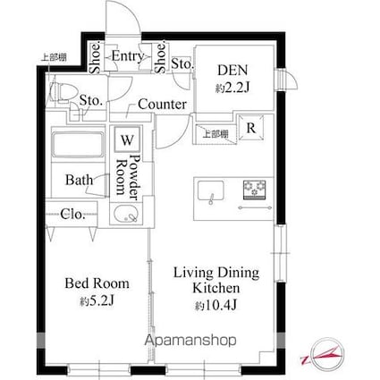 ラ・ペルラ下北沢[1SLDK/42.5m2]の間取図