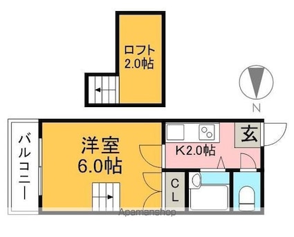 Ｆ・グレース高須新町[1K/23m2]の間取図