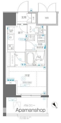 アルファレジデンシア南千住[1K/25.72m2]の間取図