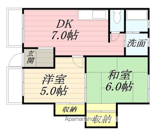 和歌山県和歌山市有本[2DK/49m2]の間取図