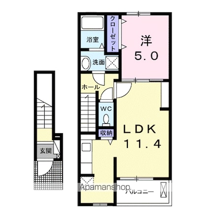パル・ボナール[1LDK/42.47m2]の間取図