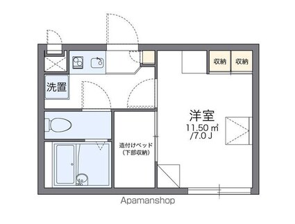 レオパレス高須[1K/19.87m2]の間取図