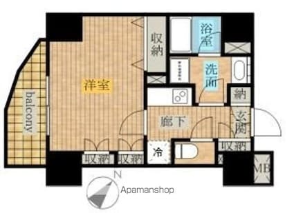 ベルグレード王子[1K/25.54m2]の間取図