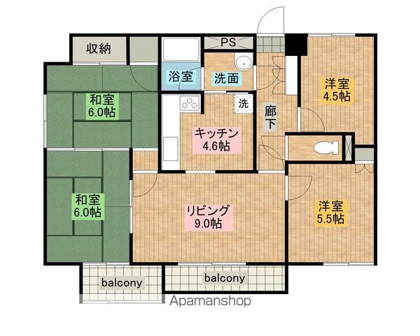 ライオンズマンション中通の間取り写真