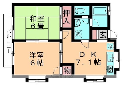 ルミエール若葉[2DK/39.7m2]の間取図