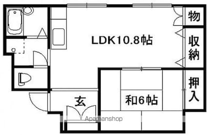 広島県広島市中区上八丁堀[1LDK/39.76m2]の間取図