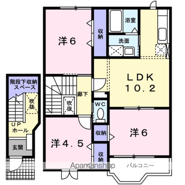 サンフィールドＡ[3LDK/67.64m2]の間取図