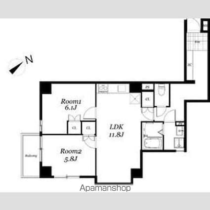 ＡＲＥＣＸ八幡[2LDK/57.75m2]の間取図