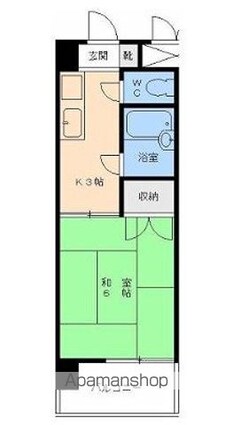 ガーデンハイツ緑町[1K/22.12m2]の間取図
