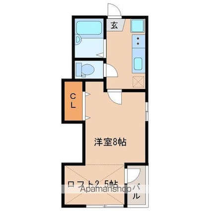 ラジネスト８[1K/24.3m2]の間取図